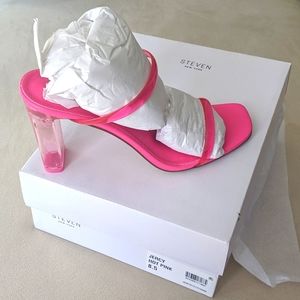 Barbiecore STEVEN Jercy Hot Pink Acrylic Heel Size 8.5 Slip On New